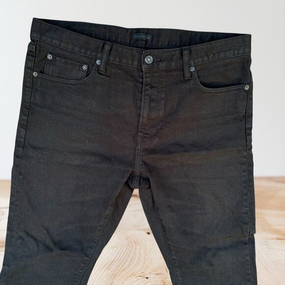 UNIQLO Selvedge Black Jeans Mens Size 36x34 Slim Straight Goth Steampunk - Picture 2 of 6